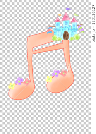 お城の付いた音符 123136127