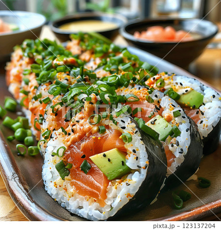 A plate of sushi 123137204