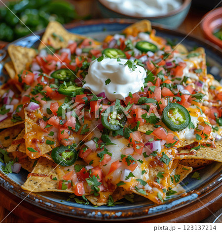 A plate of nachos 123137214