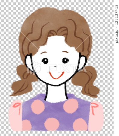 小学生くらいの女の子の正面向きバストアップのイラスト 123137418