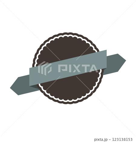 Badge with ribbon. Winning award, prize or medal. 123138153