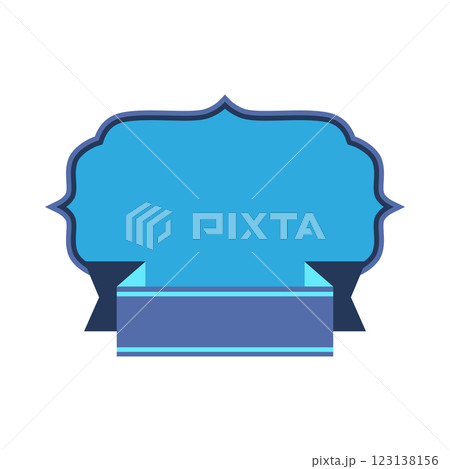 Badge with ribbon. Decorative abstract banner. 123138156