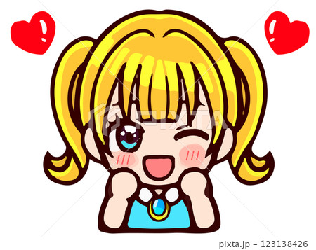 かわいいツインテールの女の子ちびキャラのイラスト素材5 123138426
