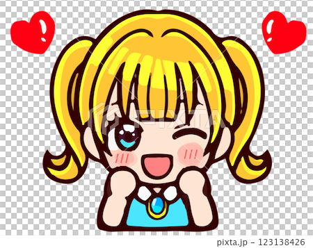 かわいいツインテールの女の子ちびキャラのイラスト素材5 123138426