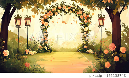 ノスタルジックなガーデンアーチ 123138748