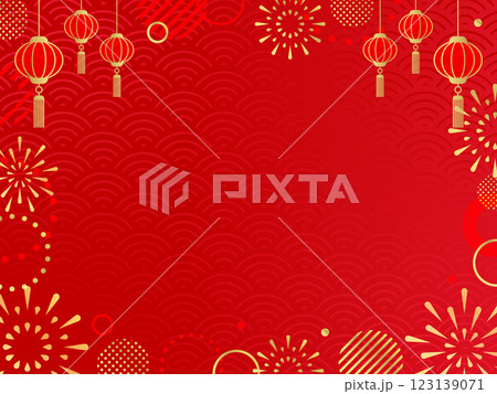 春節 new year 新年 バナー 背景 中華 チャイナ	 123139071