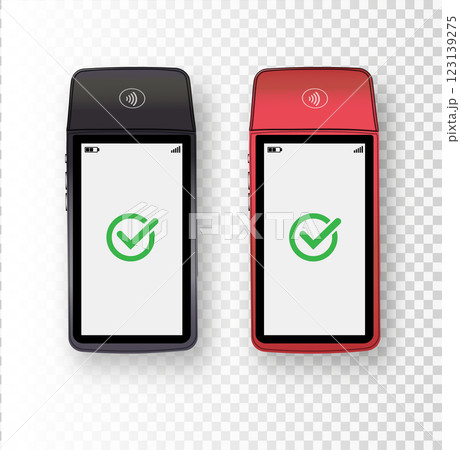Vector 3D Realistic NFC Payment Terminal. Credit Card. Payment Machine. Template for Bank Payment Contactless Terminal. POS Terminal. Vector 3D Realistic NFC Payment Terminal. Credit Card. Payment Machine. Template for Bank Payment Contactless Terminal. POS Terminal. 123139275