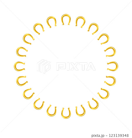 Realistic Gold Lucky Horseshoe vector icon. St. Patrick tradition Realistic Gold Lucky Horseshoe vector icon. St. Patrick tradition 123139348