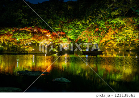 【高松市】栗林公園 秋のライトアップ【紅葉】 【高松市】栗林公園 秋のライトアップ【紅葉】 123139363