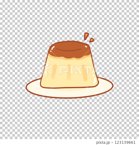 A small dish of caramel pudding 123139661