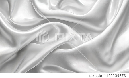Smooth white silk fabric with elegant folds and soft reflections. 123139778