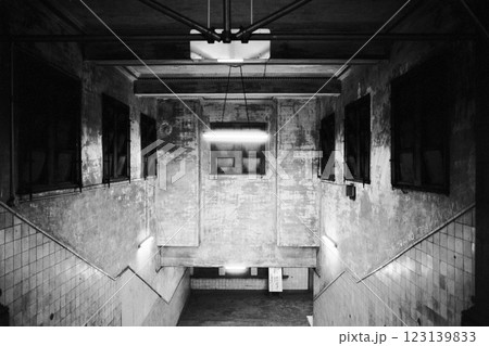 博物館動物園駅 廃駅の構内 白黒フィルム画像 博物館動物園駅 廃駅の構内 白黒フィルム画像 123139833