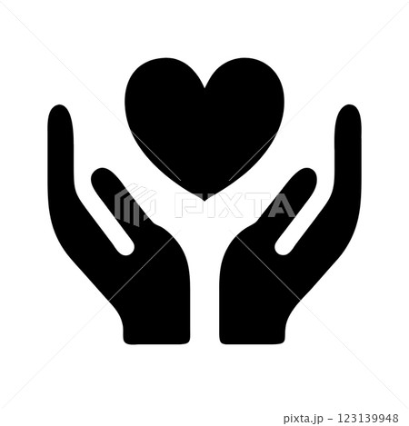 Vector icon two hands holding, embracing heart on transparent background, symbolizing care and love. 123139948