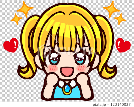 Illustration material of a cute girl with twin tails who is touched Illustration material of a cute girl with twin tails who is touched 123140027
