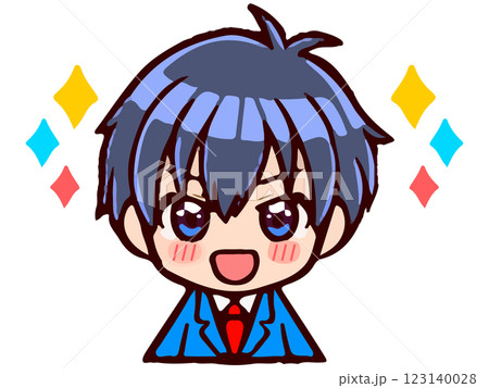 かわいいちびキャラ男子学生のイラスト素材 123140028