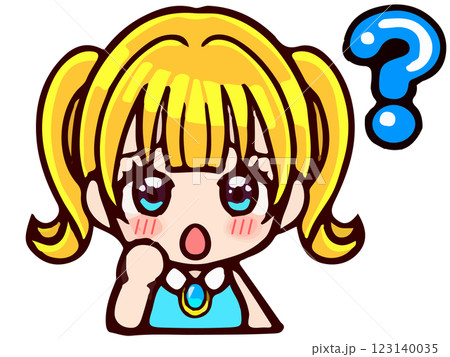 疑問に思うかわいいツインテール女子のイラスト素材 123140035