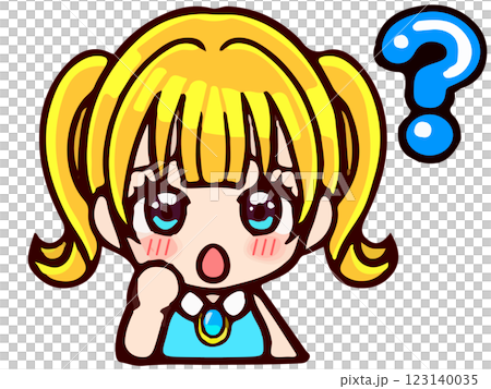 Illustration material of a cute twin-tailed girl wondering 123140035