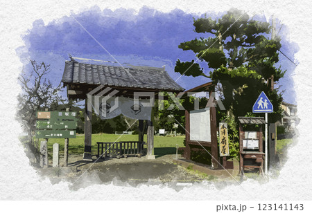 水彩画風　日坂宿　片岡本陣扇屋跡　静岡県掛川市 123141143