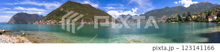 Italy, Brescia province.  Magic Iseo lake . beautiful Monte Isola island and Peschiera Maraglio village. italian lakes scenery. 123141166