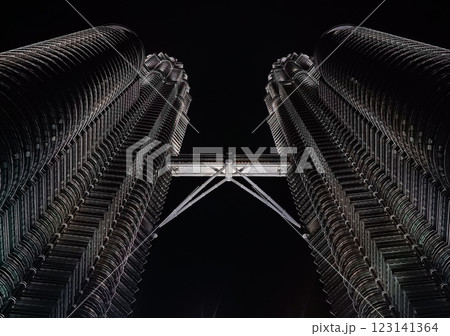 Petronas Twin Towers at night, popular landmark and touristic attraction in Kuala Lumpur, 123141364