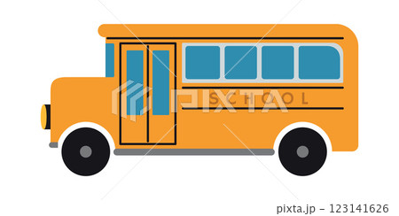 Classic yellow school bus, a symbol of childhood and education. Vector illustration isolated on white background, flat design 123141626