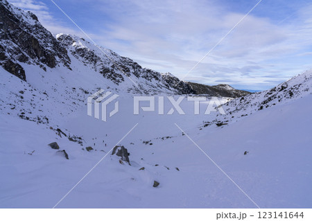 Winter in the Tatra Mountains. Frozen black pond Gasienicowy. Winter in the Tatra Mountains. Frozen black pond Gasienicowy. 123141644