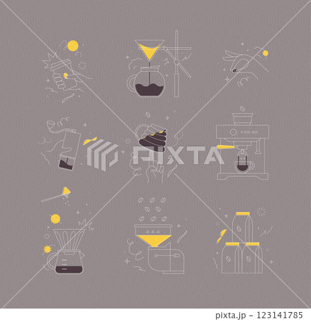 Coffee symbols set brown Coffee symbols set brown 123141785