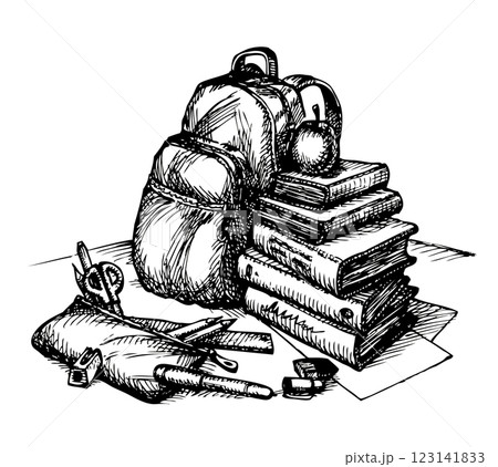 Vector school still life. A stack of books 123141833