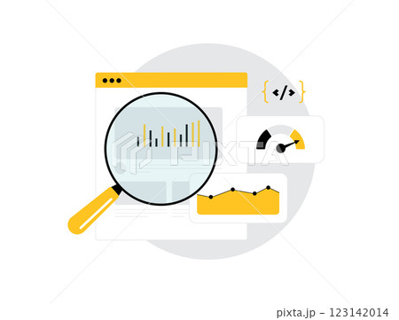Tracking code in web analytics. Monitoring user behavior, speed test, collecting data and analyzing website traffic. Tracking code setup for insights, performance metrics, real-time visitor analysis 123142014