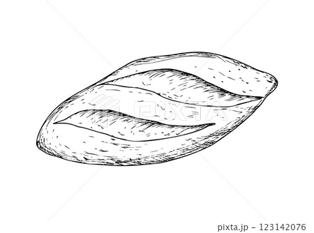 Vector Bread and bakery. Graphic ink loaf food, whole grain bread, ciabatta, brown homemade, baguette. Bun illustration isolated on background. Hand drawn line sketch. For designers, prints, logo Vector Bread and bakery. Graphic ink loaf food, whole grain bread, ciabatta, brown homemade, baguette. Bun illustration isolated on background. Hand drawn line sketch. For designers, prints, logo 123142076