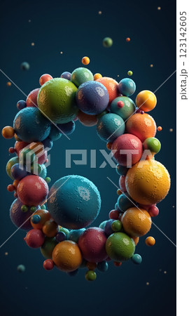 Colorful Abstract Phone Wallpaper with Bubbles in Vibrant Blue Background 123142605