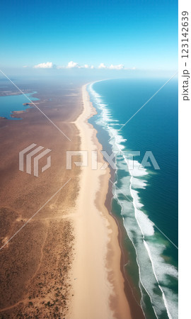 Stunning Beach Landscape for Phone Wallpaper with Blue Ocean and Golden Sands 123142639