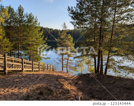 Scenic nature view of Blue Hills Park lake, Latvia, a popular travel destination Scenic nature view of Blue Hills Park lake, Latvia, a popular travel destination 123143444
