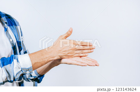 Hands gesturing STOP in sign language. Close up of hands gesturing STOP in sign language Hands gesturing STOP in sign language. Close up of hands gesturing STOP in sign language 123143624