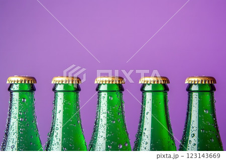 Horizontal banner with beer bottles, necks, St. Patrick's Day Horizontal banner with beer bottles, necks, St. Patrick's Day 123143669