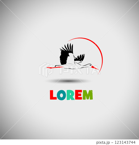 Stork logo. hand drawn. Not AI, Vector illustration Stork logo. hand drawn. Not AI, Vector illustration 123143744