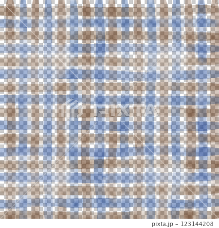 Navy Blue Brown Plaid Gingham Check Hand Drawn Background Pattern Overlay 123144208