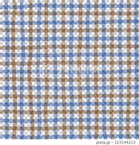 Navy Blue Brown Plaid Gingham Check Hand Drawn Background Pattern Overlay 123144213
