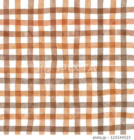 Brown Plaid Gingham Check Hand Drawn Background Pattern Overlay 123144523