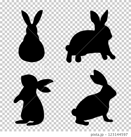 うさぎのシルエットイラストセット 123144597