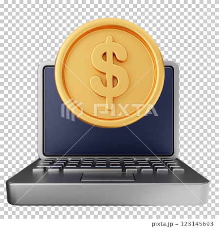 3d money transaction laptop 123145693