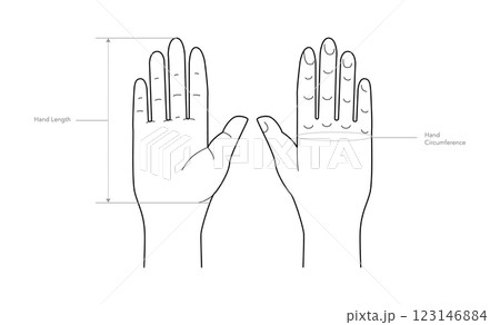 Diagram of measuring hands for Gloves, mittens, mitts Fashion accessory clothing technical illustration. Vector for Men Diagram of measuring hands for Gloves, mittens, mitts Fashion accessory clothing technical illustration. Vector for Men 123146884