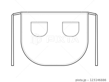 Maid Apron Scalloped technical fashion illustration. uniform for cleaning cartoon Flat sketch outline apparel template Maid Apron Scalloped technical fashion illustration. uniform for cleaning cartoon Flat sketch outline apparel template 123146886