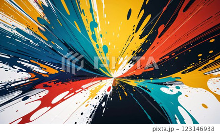 エネルギッシュに弾けるカラースプラッシュ	 123146938