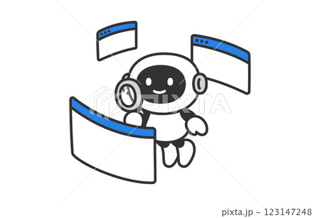調査･検索･分析をするAIロボット【ベクターイラスト素材】 123147248