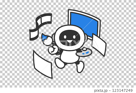 画像･イラスト･動画を生成するAIロボット【ベクターイラスト素材】 123147249