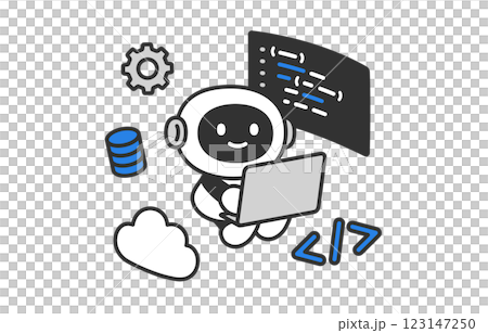 AI robot programming and coding [Vector illustration material] 123147250