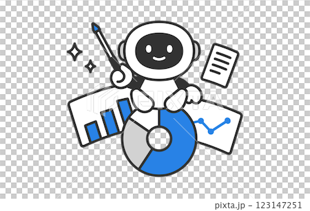 AI robot that creates and presents documents, graphs, and reports [Vector illustration material] 123147251