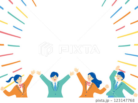 盛り上がる制服の学生たち 123147768