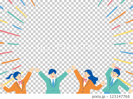 Students in uniforms getting excited 123147768
